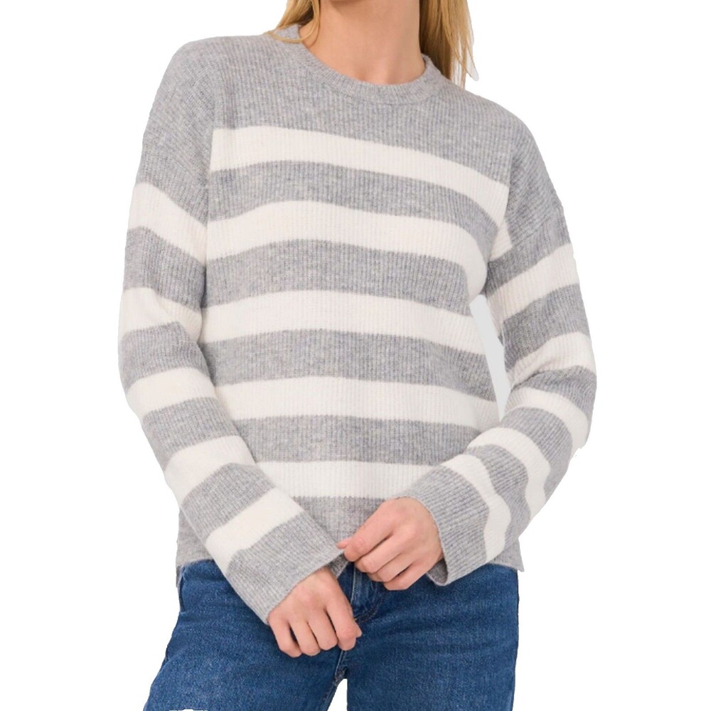Halogen Sweater Crewneck Striped Grey/Antique White Womens size XXL NEW $89